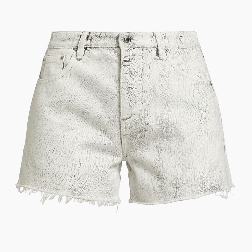 Purple Brand Crackle High-Rise Denim Shorts.Size: 25.